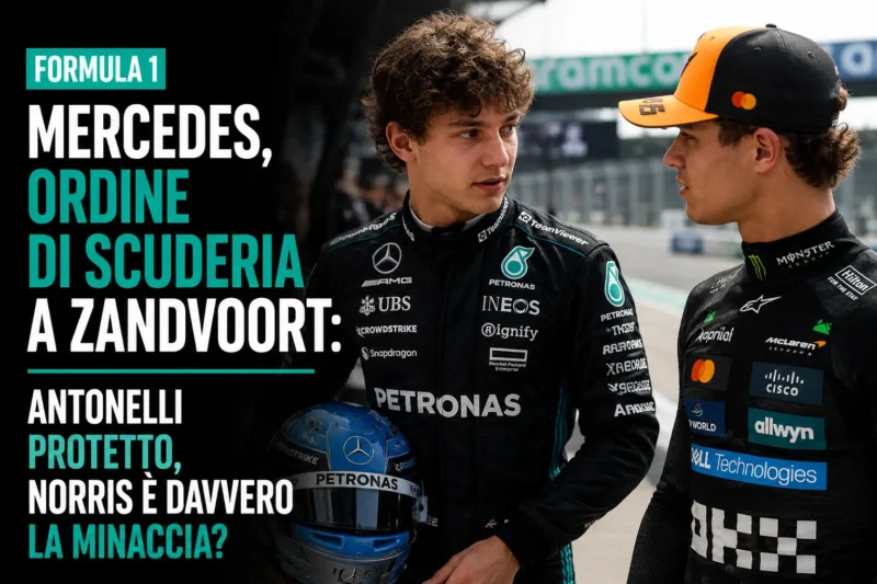 Kimi Antonelli e Lando Norris nel paddock di Formula 1 a Zandvoort