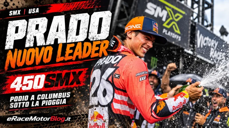 Jorge Prado nuovo leader della 450SMX dopo il podio di Columbus sotto la pioggia