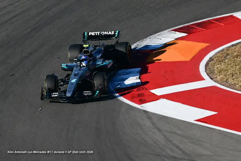 Kimi Antonelli con Mercedes W17 durante il GP Stati Uniti 2026