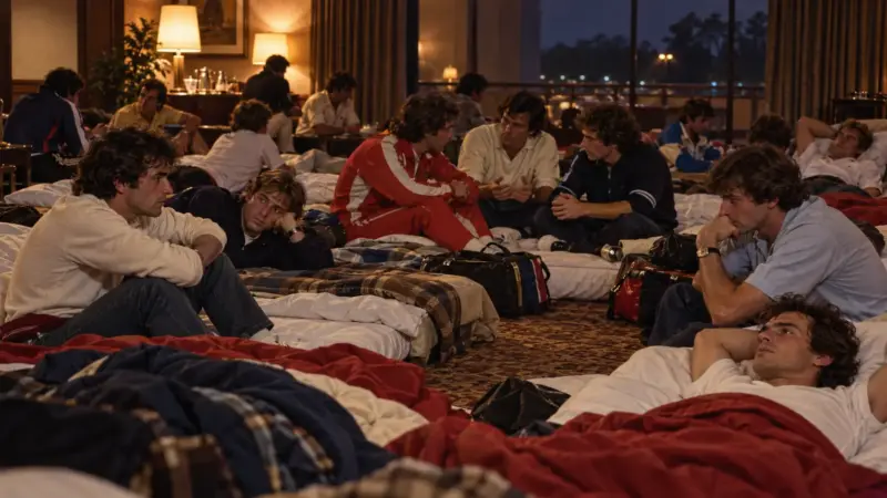Piloti di Formula 1 riuniti in hotel durante lo sciopero di Kyalami 1982